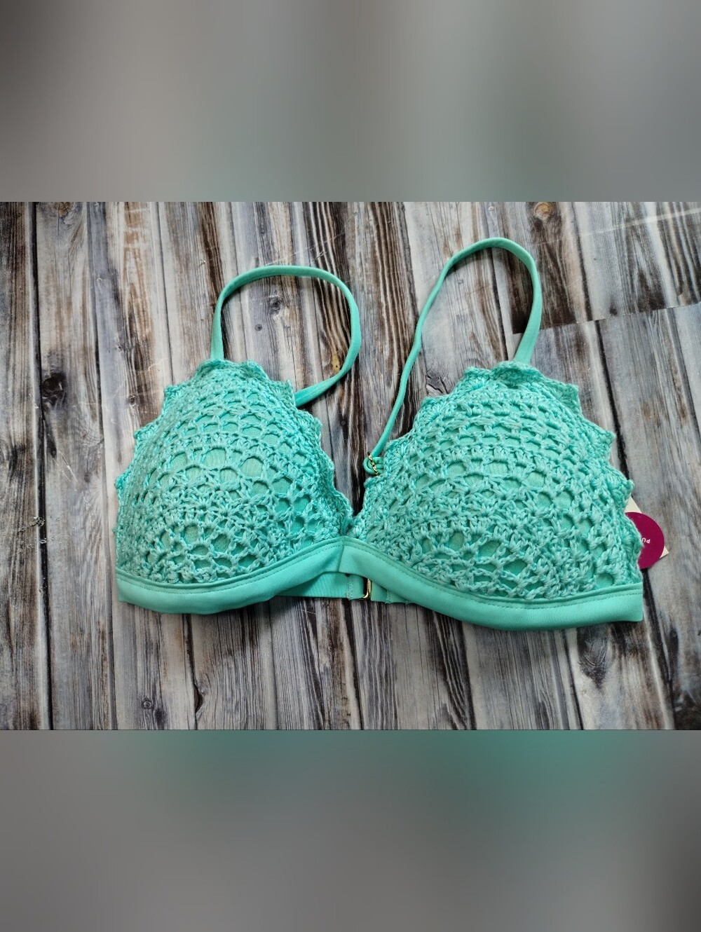 SO Mint Green Crochet Trim Bikini Top - Picture 1 of 4